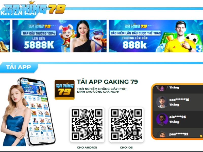 Sân chơi GAKING79 được phần lớn cược thủ yêu thích 